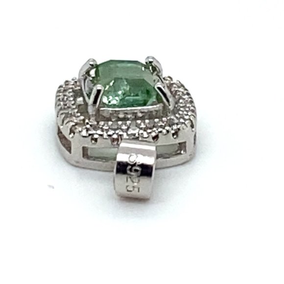 Mint Green Tourmaline 1.01ct White Gold Finish Solid 925 Sterling Silver Pendant - Picture 6 of 7